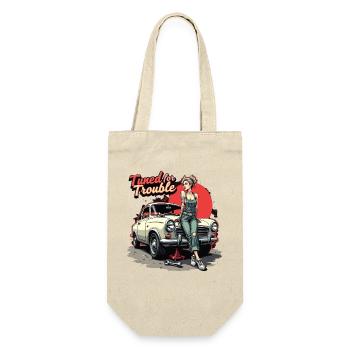 Tuned for Trouble - Retro Auto Girl Design - Sac à bouteille - nature - Devant
