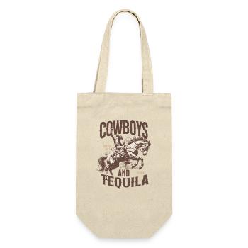Vintage Cowboys and Tequila Shirt Retro Western - Gift Bag for Bottles - nature - Front