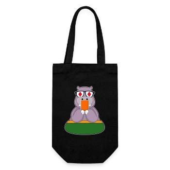 Hippopotamus Poker Poker Card Game - Gift Bag for Bottles - black - Front