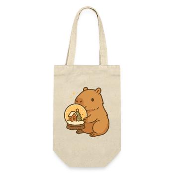 ✨ Capybara with Snow Globe – Christmas Magic - Gift Bag for Bottles - nature - Front