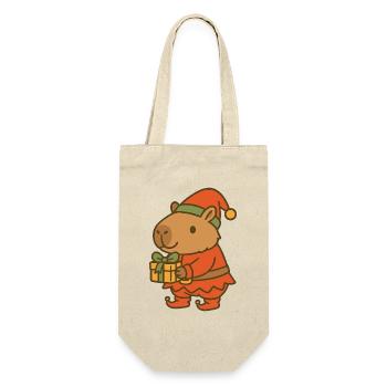 ✨ Christmas gnome Capybara with gift 🎁 - Gift Bag for Bottles - nature - Front