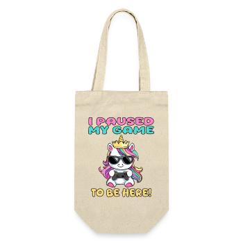 i paused my game to be here - unicorn - Gift Bag for Bottles - nature - Front