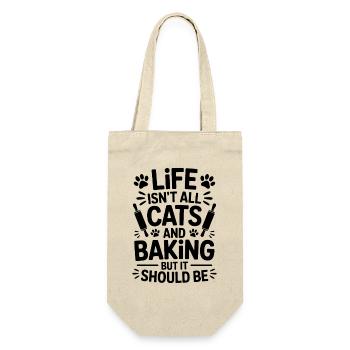 Backen Spruch Katzen Lustiges Backen Geschenk - Geschenkbeutel für Flaschen - Natur - Vorne