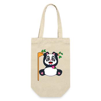 Panda Bräutigam Fliege Hochzeit - Geschenkbeutel für Flaschen - Natur - Vorne