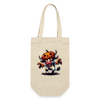 Drôle Halloween Vache Costume Monstre Zombie Citrouille - Sac à bouteille - nature - Devant