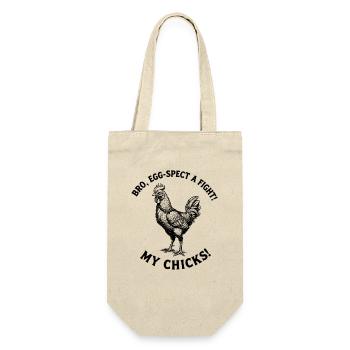 Funny Rooster Stop Staring At My Chicks Vintage - Gift Bag for Bottles - nature - Front