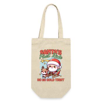 Nikolaus und Weihnachtsmann Design für XMAS Fans - Geschenkbeutel für Flaschen - Natur - Vorne