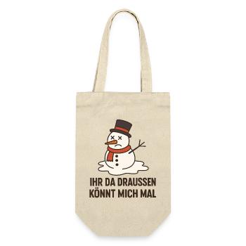 Kummer Schneemann Spruchdesign Weihnachten Santa - Geschenkbeutel für Flaschen - Natur - Vorne