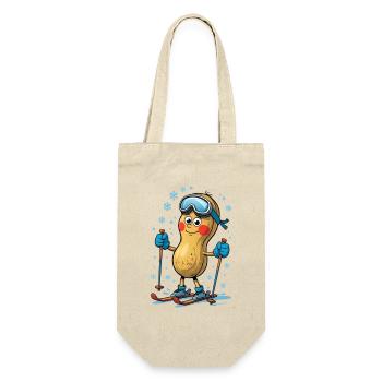 Peanut skier with skis - Gift Bag for Bottles - nature - Front
