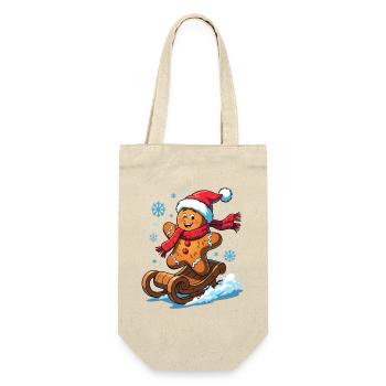 Gingerbread man on the sleigh - Gift Bag for Bottles - nature - Front