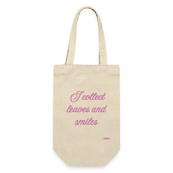 Blätter und Lächeln Rosa Schrift - Geschenkbeutel für Flaschen - Natur - Vorne