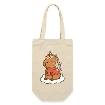Capybara Einhorn 🌈 - Geschenkbeutel für Flaschen - Natur - Vorne
