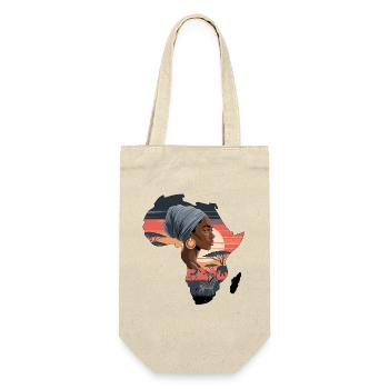  Afrika Kontinent Silhouette Afrofrau Profil - Geschenkbeutel für Flaschen - Natur - Vorne