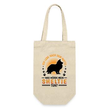 Was würde Sheltie tun Shetland Sheepdog - Geschenkbeutel für Flaschen - Natur - Vorne