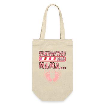 Baby Kommt ZUKUNFTIGE MAMA EST 2026 LUSTIG - Geschenkbeutel für Flaschen - Natur - Vorne