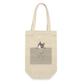 Curious Cat – Funny Optical Line Art - Geschenkbeutel für Flaschen - Natur - Vorne