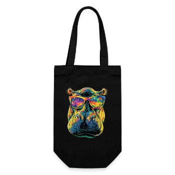 Nilpferd Flusspferd Mama Hippopotamus Cooles Hippo - Geschenkbeutel für Flaschen - Schwarz - Vorne