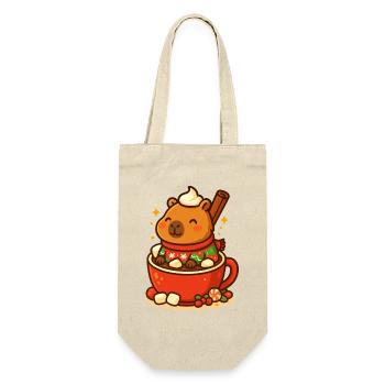 Capybara dans un chocolat chaud – Motif de Noël - Sac à bouteille - nature - Devant