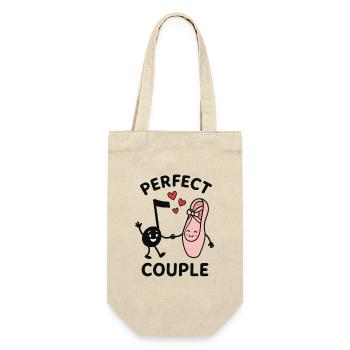 Couple parfait Ballet chaussure Note Coeurs Amour - Sac à bouteille - nature - Devant