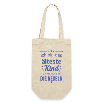 Lustiger Spruch mittleres Kind Familien - Geschenkbeutel für Flaschen - Natur - Vorne