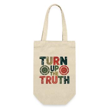 Retro Grunge – Turn Up The Truth - Geschenkbeutel für Flaschen - Natur - Vorne