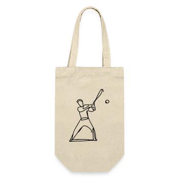 Baseballspieler Zeichnung - Geschenkbeutel für Flaschen - Natur - Vorne