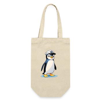 Kapitän Pinguin Mascot - Geschenkbeutel für Flaschen - Natur - Vorne