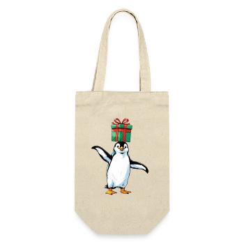 Pingouin avec cadeau sur la tête - Sac à bouteille - nature - Devant