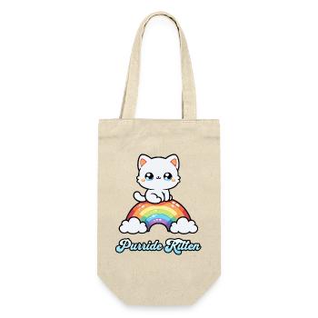 Purride Kitten - süße Regenbogen Pride Katze lgbt - Geschenkbeutel für Flaschen - Natur - Vorne