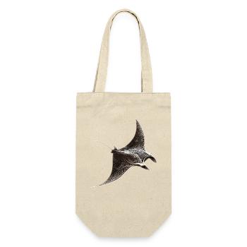 Manta Rochen Teufelsrochen Stachelrochen Taucher - Geschenkbeutel für Flaschen - Natur - Vorne