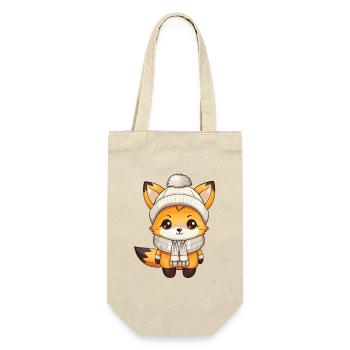 Fuchs Winter Tier Baby Comic - Geschenkbeutel für Flaschen - Natur - Vorne