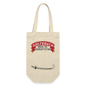 Gästebuch Mein 34. Geburtstag Geschenkidee - Geschenkbeutel für Flaschen - Natur - Vorne