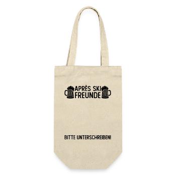 Apres Ski Freunde Bitte Unterschreiben - Geschenkbeutel für Flaschen - Natur - Vorne