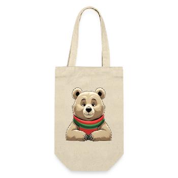 Cuddly bear with red and green scarf - Gift Bag for Bottles - nature - Front
