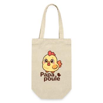 Papa Poule - Vatertag - Geschenkbeutel für Flaschen - Natur - Vorne