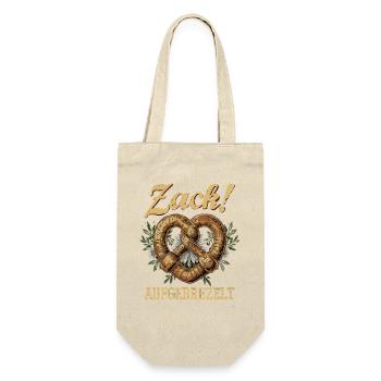 Brezel Bayern Aufgebrezelt Hübsch Bier Bayrisch - Geschenkbeutel für Flaschen - Natur - Vorne