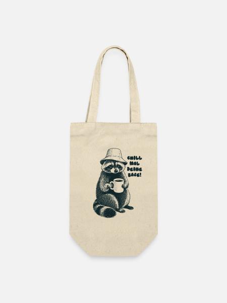 Chill mal deine Base - Waschbär - Geschenkbeutel für Flaschen - Natur