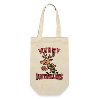 Frohe Footballmas - Geschenkbeutel für Flaschen - Natur - Vorne
