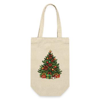 Tanne Xmas Weihnachten - Geschenkbeutel für Flaschen - Natur - Vorne