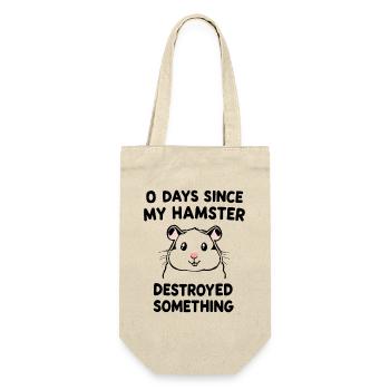 0 Days Since My Hamster Destroyed Something Fun - Geschenkbeutel für Flaschen - Natur - Vorne