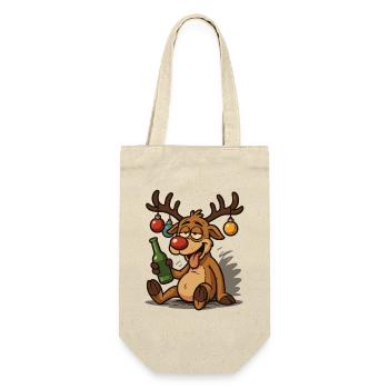 Funny Drunk Reindeer Christmas Shirt - Gift Bag for Bottles - nature - Front