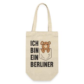 A cheeky pocket teddy bear! I am a Berliner - Gift Bag for Bottles - nature - Front
