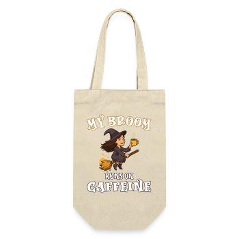 My broom runs on caffeine - Hexe Hexen Hexenbesen - Geschenkbeutel für Flaschen - Natur - Vorne