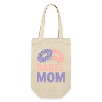 Bagels Spruch Bagel Mama Lustiges Bagels Geschenk - Geschenkbeutel für Flaschen - Natur - Vorne