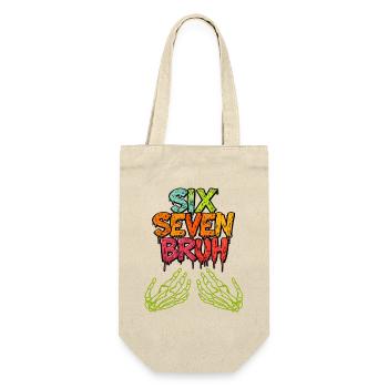 Lustige Brainrot 67 Skelett Hand Halloween Gen Z - Geschenkbeutel für Flaschen - Natur - Vorne