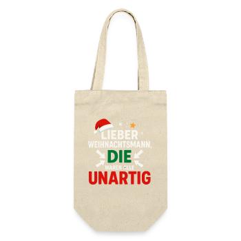 Lieber Weihnachtsmann Die Waren Alle Unartig - Geschenkbeutel für Flaschen - Natur - Vorne