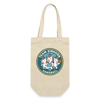 Team Einhorn Handball Drei Niedliche Einhörner - Geschenkbeutel für Flaschen - Natur - Vorne
