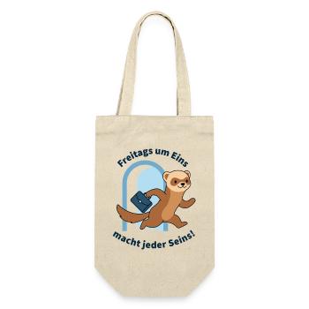 Freitags um Eins... Endlich Wochenende - Geschenkbeutel für Flaschen - Natur - Vorne