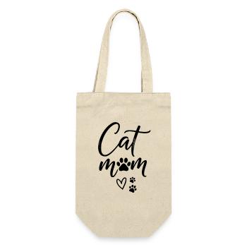 Katze Mama Katzenliebhaber Katze Mama - Geschenkbeutel für Flaschen - Natur - Vorne