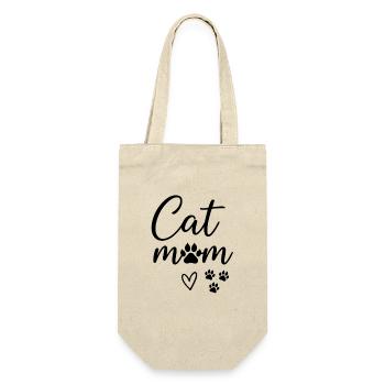 Katze Mama Katzenliebhaber Katze Mama - Geschenkbeutel für Flaschen - Natur - Vorne